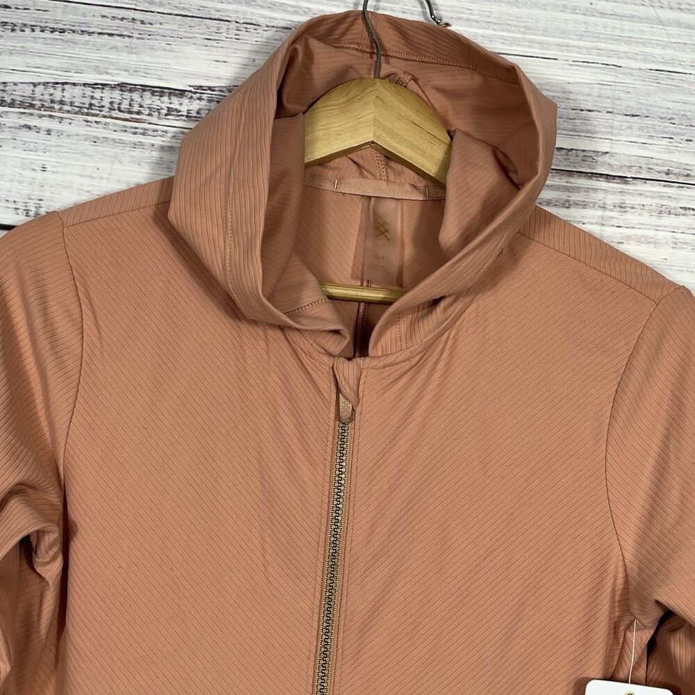Rhone Full Zip Hoodie Ripple Performance Pockets Active Cameo Pink Small $128